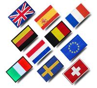 10 Pieces EU Tactical National Flag Patch Bundle Set, Tactical Morale Military Hook and Loop Embroidery Patches of UK France Germany Italy Sweden for Clothes Backpacks Hat Sport Travel Etc