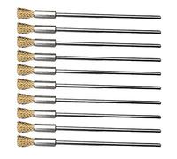 10 Pieces Extended Stainless Copper Wire Cleaning End Brushes Pen Wire Brush Rust Paint Removal Bits Polishing Rotary Tools Accessories 3 MM Mandrel (6mm end Brush)