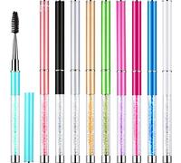 10 Pieces Eyelash Brush with Cap Eye Brow Brush Applicator Eyelash Extension Mascara Brush with Crystal Handle Portable Eyebrow Spiral Brushes Wands Reusable Cosmetic Brush Makeup Tool