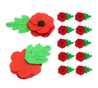 10 Pieces Felt Poppy Brooch Felt Flower Pin Poppy Pin with Cute Black Button Small Knitted Badge Handmade Brooch