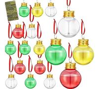 10 Pieces Fillable Booze Tree Ornaments, Water Bottle Bulbs Shape Plastic Clear Christmas Pendant Ball for Xmas Holiday Wedding Party Decor (Mixed colors)