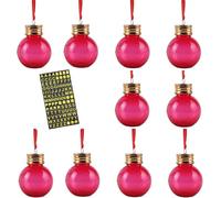 10 Pieces Fillable Booze Tree Ornaments, Water Bottle Bulbs Shape Plastic Clear Christmas Pendant Ball for Xmas Holiday Wedding Party Decor (Rose Red)