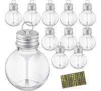 10 Pieces Fillable Booze Tree Ornaments, Water Bottle Bulbs Shape Plastic Clear Christmas Pendant Ball for Xmas Holiday Wedding Party Decor (Transparent 2)