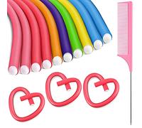 10 Pieces Flexible Hair Roller Flexible Curling Rod Hair Twist Roller Hair Curler Roller Soft Foam Hair Rollers and Steel Pintail Comb for Short Medium Long Hair Hair Salon DIY(0.8 cm, Assorted Color)