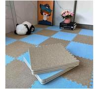 10 Pieces Foam Play Mat 30x30x1cm Interlocking Puzzle Carpet Squares Foam Mat Set With Border(Dark Gray+Light Blue)