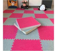 10 Pieces Foam Play Mat 30x30x1cm Interlocking Puzzle Carpet Squares Foam Mat Set With Border(Dark Gray+Rose Red)