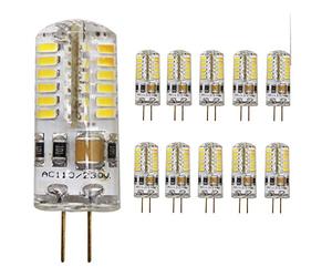 10 pieces, G4 LED bulb 3 Watts, warm white 3000 K LED bulb, 48 SMD 3014 Leds 360 ° beam angle, AC 220 V/12 V, mengjay, G4, 3.00W, 220.00V