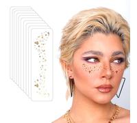 10 Pieces Glitter Freckle Tattoos, Temporary Freckle Tattoos for Face, Shiny Gold Tattoo Sticker for Women, for Parties, Festivals QBT001(Gold)