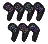 10 Pieces Golf Club Head Cover Set Iron Covers Headcovers Protector Sleeve With PU Leather Exterior And Soft Suitable for course storage, Sand Wedge Cover 1