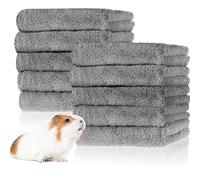10 Pieces Guinea Pigs Blankets Hamster Fleece Cage Liners Soft Guinea Pig Accessories Small Animal Pet Blanket Sleep Bedding Mats Pet Supplies for Dog Puppy Cat (Gray,11.8 x 11.8 Inch)
