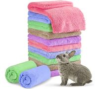 10 Pieces Guinea Pigs Blankets Hamster Fleece Cage Liners Soft Guinea Pig Accessories Small Animal Pet Blanket Sleep Bedding Mats Pet Supplies for Dog Puppy Cat (Mixed Colors,13.8 x 29.5 Inch)