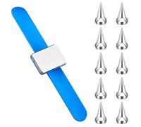 10 Pieces Hair Parting Ring with Magnetic Pin Holder Wrist Adjustable Pinky Hair Parting Tool Metal Braiding Rings for Parting Hair Hair Selecting Tools (Blue)