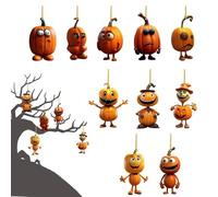10 Pieces Halloween Tree Decorations, Hanging Cute Pumpkin Ornaments Farmhouse Halloween Tree Car Flat Ornaments Home Car Courtyard Decor Christmas Holiday Party Gift