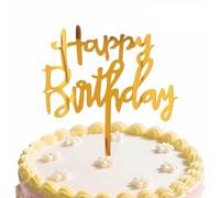 10 Pieces Happy Birthday Mirror Gold Acrylic Cake Topper, Mirror Gold Cupcake Topper Decorations for birthday Cake Decorations and Party Supplies