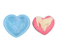 10 Pieces Heart Silicone Moulds for Baking - Non Chocolate Moulds for Fondant Cake Decorating Candy Jelly Making Freezer Safe Turquoise 7.6x6.5cm(60-1628)