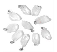 10 Pieces Irregular Pendants Raw Natural Stone Healing Crystal Pendants for Jewelry Making Necklace Earring Reiki Accessories, Gemstone, clear quartz