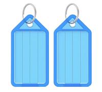 10 Pieces Key Tags with Labels Blue Colour Plastic Key Chain Tags with Ruled Blank Paper Labels Transparent Covers and Split Rings Sturdy Item Identifiers.