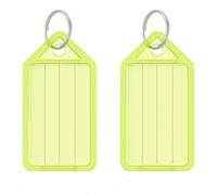 10 Pieces Key Tags with Labels Yellow Colour Plastic Key Chain Tags with Ruled Blank Paper Labels Transparent Covers and Split Rings Sturdy Item Identifiers.