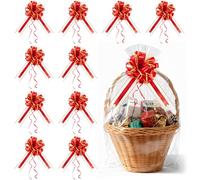 10 Pieces Large Christmas Bows Decor for Gift Wrapping, Christmas Tree Presents wrap Pull Bows for Wedding car Decorations and Wreaths (Red B)