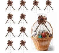 10 Pieces Large Christmas Bows Decor for Gift Wrapping, Christmas Tree Presents wrap Pull Bows for Wedding car Decorations and Wreaths (Confessing Love Coffee Brown)