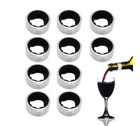 10 Pieces Leak-Proof Wine Drip Ring, Stainless Steel Wine Drip Stop Ring, Stainless Steel Wine Drip Ring, Wine Bottle Drip Collar Home for Restaurant, Household, Home, Bar, Outdoor, Christmas