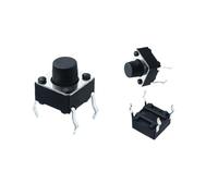 10 pieces/lot DC12V 50mA black 6 * 6 * 7.5MM small button switch 4-pin light switch accessories 6x6x7.5 copper feet(300000 Times Life)