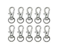 10 Pieces/Lot Silver Split Key Ring Swivel Lobster Clasp Connector for Bag Belt Dog Chains DIY Jewellery Making Finds Metal Key Ring Carabiner Hook (Silver, 32 mm 14 mm) Fashion