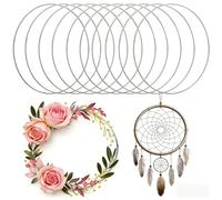 10 Pieces Macrame Hoops 12 cm Metal Rings for Craft Dream Catcher Kit Silver Wreath Ring Wire Wreath Frame Round Hoops for Dream Catchers Festival Wreaths Macrame DIY Arts and Crafts Projects