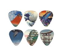10 Pieces Mixed Color Guitar Plectrum Painted Ukulele Shrapnel Japanese Style Instrument Accessories(1.0mm)