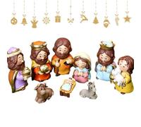 10 Pieces Nativity Sets for Christmas - Adorable Christmas Manger Nativity Figurines, Small Figurines for Nativity Scene | Tabletop Resin Mary Figurines, Holiday Ornaments for Easter Party