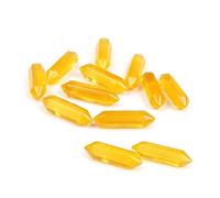 10 Pieces Natural Crystal Pillar Double-Pointed Cat's Eye 32x8mm/1.26x0.31in Rough Stone Polished Hexagonal Prism Pendant(Gelb)