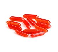 10 Pieces Natural Crystal Pillar Double-Pointed Cat's Eye 32x8mm/1.26x0.31in Rough Stone Polished Hexagonal Prism Pendant(Rot)