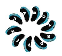 10 Pieces Neoprene Golf Club Head Covers Wedge Iron Protective Black+Light Blue