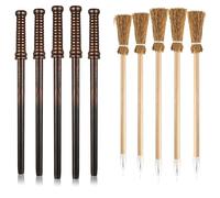 10 Pieces Novelty Witch and Wizard Stationary Set - 5 Pcs Wand & 5 Pcs Broomstick Pencils. Halloween Harry style Party Supplies Goody Bag Filler for Teen Kids Boys Girls School - Funny Potter Themed