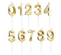 10 Pieces Number Birthday Candles, Birthday Decoration, Firework Numbers, Creative Golden Number Candles, 3D Cake Decoration, Suitable for Parties, Weddings, Celebrations