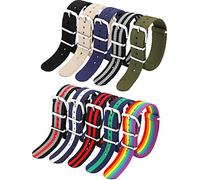 10 Pieces Nylon Watch Band Watch Straps Replacement with Stainless Steel Buckle for Men and Women's Watch Band Replacing, 18 mm (Classic Colors)