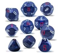 10 Pieces Odd Numbered Polyhedral Dice Set D3-D25, Odd Number Dice D3, D5, D7, D9, D11, D13, D15, D17, D19, D25 for Role Playing Table Games (Glitter Blue Set)