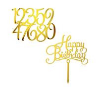 10 Pieces Of Birthday Number Ornaments, 1 Piece Of Birthday Insert, Number Combination Cake Insert, Number Cake Decoration, Cupcake Decoration, Wedding And Birthday Cake Decoration Insert