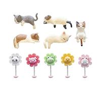10 Pieces Of Cartoon Cat Ornaments, Creative Mini Ornaments, Cute And Fun Ornaments, Car Interior Decorations.