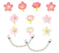 10 pieces of creative flower shoe buckle patches, with 2 anti-pearl shoe chains, three-dimensional petal shoe decoration, sandals decoration supplies, detachable decorative buckle, ladies party gifts