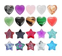 10 Pieces of Five-Pointed Star Stones, with 10 Pieces of Heart-Shaped Stones, Chakra Crystal Stones, Heart-Shaped Ornaments, Star Decorative Accessories, DIY Crafts (Random Colors)