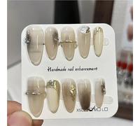 10 pieces of handmade spring and summer ballet lace ribbon blush bloody plaid diamond ball nail armor(Size-XS)