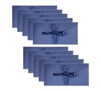 10 Pieces of Lake Blue Envelopes with Ribbons, Kraft Paper Ribbon Greeting Cards, Gift Envelope Bags, Invitation Envelopes (22 * 11cm)