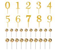 10 Pieces Of Number Inserts And 20 Pieces Of Gold Ball Inserts, 0-9 Number Inserts, Cake Decorations, Cake Topper, Acrylic Cake Decoration, Gold Cake Decoration, Diy Cake Decoration