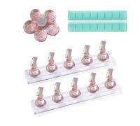 10 pieces of pink magnetic nail art stand, nail painting stand, nail art display stand, fake nail practice tool, with 3 bases, 16 pieces of adhesive