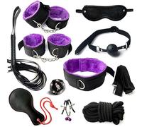 10 Pieces of Purple Nylon Hand and Leg Sports Protection Set, Special Protective Sleeves with Plush Lining