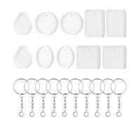 10 Pieces of Silicone Molds, 10 Pieces of Keychains, Geometric Molds, Crystal Pendants, DIY Keychain Molds, Pendant Glue Molds, Suitable for DIY Jewelry, Keychain Pendants