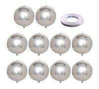 10 Pieces Of Silver Balloons, 1 Roll Of Balloon Ribbon, 4D Aluminum Film Balloons, Three-Dimensional Mirror Balloons, Giant Round Balloons, Wedding And Birthday Party Balloon Decorations