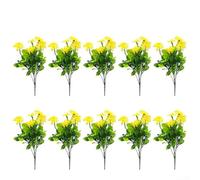10 Pieces of Weather Resistant Artificial Flowers for Home and For Garden, Easy to Use Decorative Plants (yellow)