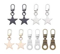 10 Pieces of Zippers, Metal Zipper Pullers, Replaceable Zipper Pullers, Detachable Zippers, Star Zipper Pullers, Suitable for Clothes, Jackets, and Pants